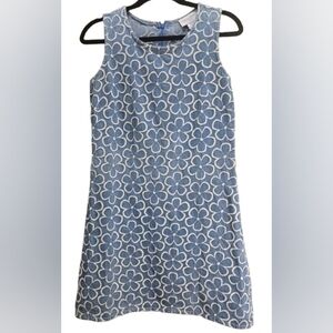 Vintage Casual Corner Blue and White Floral Midi Denim Dress